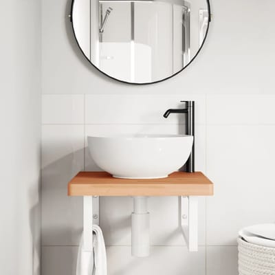 vidaXL - Badkamer - wandschap - staal - en - massief - beukenhout