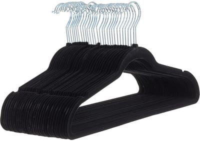 TOVBMUP 30 Stuks Kledinghanger - Samtkledinghanger met Schouwgroeven - Roterende Metalen Haak - Geschikt voor Jas en Broek - Antislip Samt Oppervlak - Ruimtebesparend Design - 44x22,5 cm