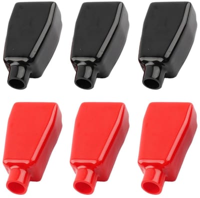 Dailygoods - Accuklemmen - Accuklemmen voor auto - Duurzaam materiaal - Rood en zwart - Isolatorafdekkingen - Geschikt voor motorfiets - 6 stuks