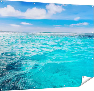 Gards Tuinposter Blauwe Caribische Zee Water - 150x120 cm - Tuindoek - Tuindecoratie - Wanddecoratie buiten - Tuinschilderij