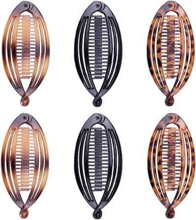 Set van 6 Vintage Haarclips, Antislip Visstaart Klemmen voor Dames en Meisjes, Perfect voor Bruiloften en Dagelijks Gebruik met Lang, Steil of Krullend Haar in 3 Kleuren