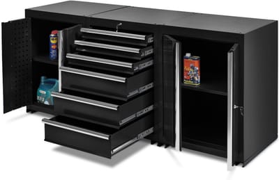 Datona® Werkplaatskasten set PRO XL - Zwart - Zwart