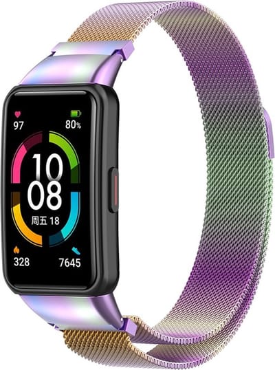 KELERINO. Milanees bandje geschikt voor Huawei Band 6 - Regenboog