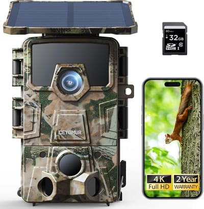 Zonne Jachtcamera - Wildcamera Bewegingsmelder - Natuur Observatie - Wi-Fi 6 Overdracht - 60MP 4K - Gecamoufleerd