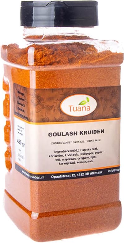 Tuana Kruiden - Goulash Kruiden Zonder Zout - Strooibus 400 Gram - GP-G-0005