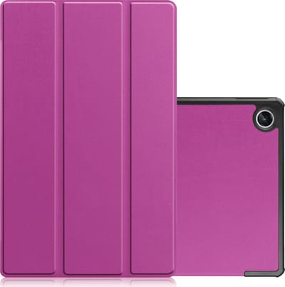 Hoes - Geschikt voor Lenovo Tab M10 Plus (3e / 3rd Generatie) - Dun & Stevig - Trifold Bookcase - Hard Cover - Hardcover Book Case - Tablet Hoesje - Paars
