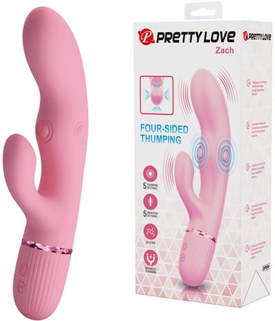 Pretty Love - Zach - Rabbit Vibrator met Vierzijdige Klopfunctie - Roze