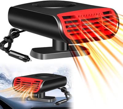 Elektrische Kachel - Auto Verwarming - Snelle Opwarming - Verwarmings - en Ventilatiefunctie - Compact en Lichtgewicht - Auto, Caravan en Camping - 12V 150W - Zwart - Rood
