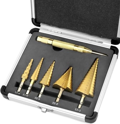 5-delige trappenboor set - HSS 4241 - 4-12 mm, 3-13 mm, 4-20 mm, 5-35 mm, 4-32 mm - ideaal voor metaalbewerking, houtbewerking en kunststofbewerking
