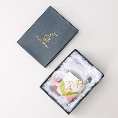 Creatieve Lelietjes-van-dalen Keramische Mok Beker Waterbeker Cadeaubox Set Feestcadeau Cadeau Bruiloft Souvenir Cadeau gray