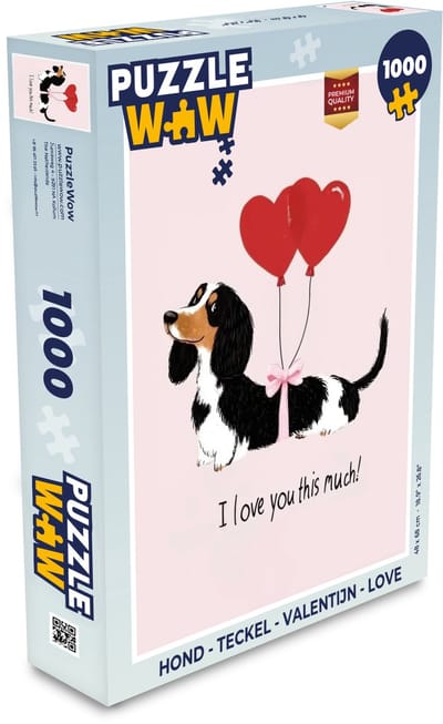 Puzzel Hond - Teckel - Valentijn - Love - Legpuzzel - Puzzel 1000 stukjes volwassenen