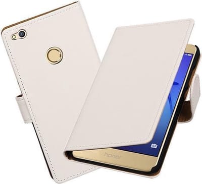 BestCases.nl Wit Effen booktype wallet cover hoesje voor Huawei P8 Lite 2017