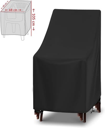 Lomera Afdekhoes Stapelstoelen - Beschermhoes Tuinstoelen - Waterbestendige Hoes - Uv-Bestendige Afdekhoes - Beschermt Tegen Regen - Beschermt Tegen Zon - Beschermt Tegen Vorst - Beschermt Tegen Vuil - Beschermt Tegen Bladeren