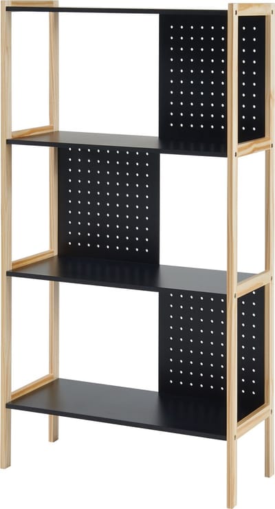 Boekenkast Dønna schap 120x63x28 cm mdf zwart en houtkleurig [en.casa]