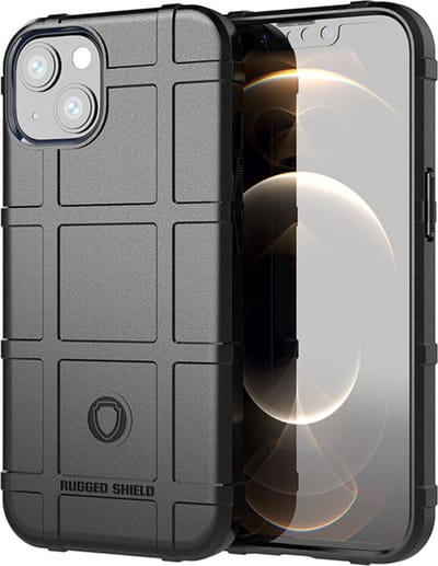 MobyDefend Hoesje - Geschikt voor iPhone 13 - Rugged Shield TPU Backcover - Zwart