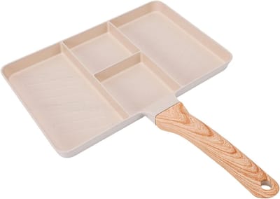 Verdeelde Grillpan - Ontbijtpan Anti-aanbak - Eieren Bakken - 4 Delen Maifan-steen - 27x37cm
