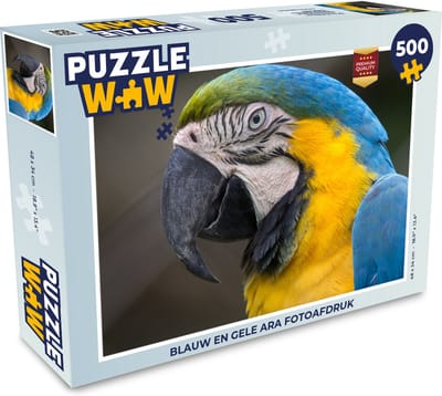Puzzel Blauw en gele ara fotoafdruk - Legpuzzel - Puzzel 500 stukjes
