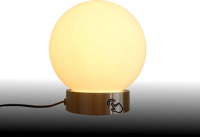 TRANGO Traploos dimbare LED tafellamp 2017-05T in mat nikkel met gesatineerde glazen kap *Giulia* Tafellamp, nachtkastje & vensterbanklamp incl. 1x 5 Watt LED module 3000K warm wit, bureaulamp met bolvormig glas