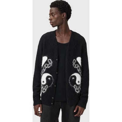 AllSaints Reflection Cardigan Black/chalk White Taglia: XS | Cardigan Outlet | Uomo | Bianco