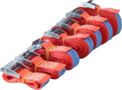 Spanbanden set - Bevestigingsriemen sjorriemen - Veilig transport - Snelsluiting klemslot - 5 x 60 cm - Rood