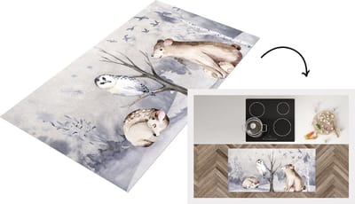Keukenloper - Loper keuken - Winter - Bos - Dieren - 120x60 cm - Keukenloper vinyl