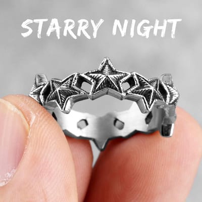 Sterrennacht Kleine Sterren Roestvrij Staal Dames Heren Ringen voor Meisje Vriend Vriendin Geliefden Koppel Sieraden Creativiteit Cadeau 11 white