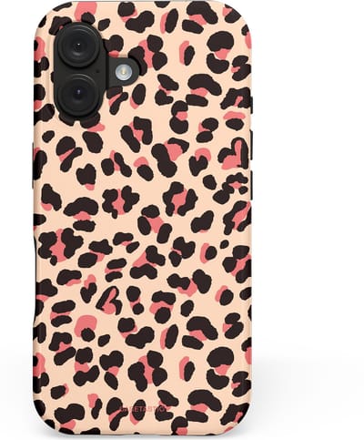 Casetastic hoesje geschikt voor Apple iPhone 16 - MagSafe - Dubbellaagse bescherming - Pantermeid - Fashion Case - Zand Zwart Perzik Koraal