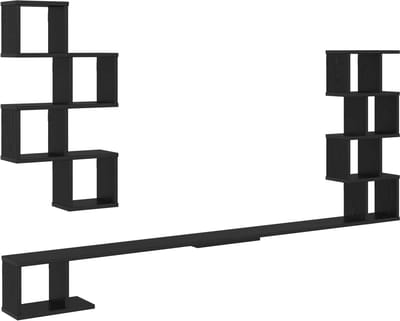 vidaXL - Wandgemonteerd - TV - Rek - Zwart - eiken - 180 - x - 15 - x - 94 - cm - Bewerkt - hout