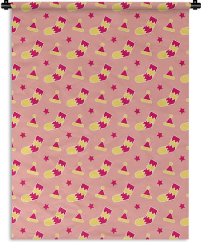 Wandkleed - Wanddoek - Sokken - Patronen - Kerst - 150x200 cm - Wandtapijt