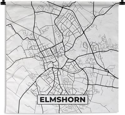 Wandkleed - Wanddoek - Plattegrond - Kaart - Stadskaart - Elmshorn - 90x90 cm - Wandtapijt
