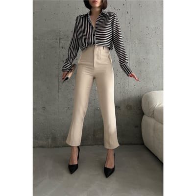 Hoge taille geplooide tailormade broek