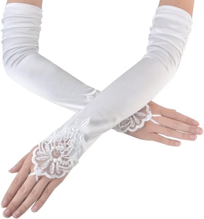 Dailygoods- Handschoenen Lange Kanten - Vingerloze Handschoenen - Bruids/Feest Handschoenen - Spandex Materiaal - Ademend en Rekbaar - Ellebooglengte - Bruidshandschoenen
