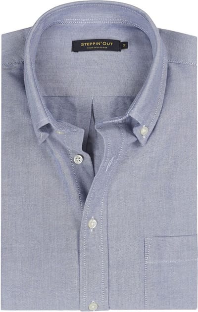 Steppin' Out Overhemd Oxford Melange Blauw - Maat M - Heren - Casual Shirt