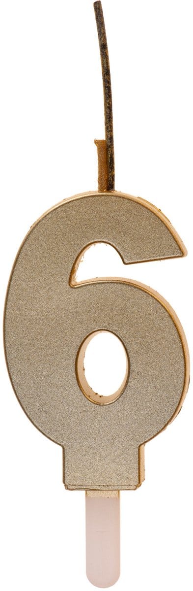 Cijferkaars 6 - Goud - DUO (2 type kaarsjes) - 0-9