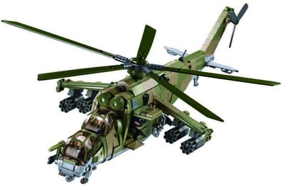 Sluban ModelBricks MI-24S Gunship Helikopter bouwspeelgoed kinderen vanaf 6 jaar - Constructiespeelgoed modelbouw - bouwdoos met 893 bouwstenen - M38-B1137