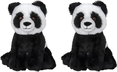 Nature Planet Pluche Pandabeer - 2x - knuffelbeer - 16 cm - beren knuffels - speelgoed