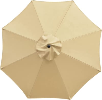 Vervangende hoes voor parasol Parasol Vervangende luifel Vervangende parasol stoffen hoes met 8 ribben Vervangende parasoldoek voor buitentafel ( Khaki , Maat : 3m/8 ribben)