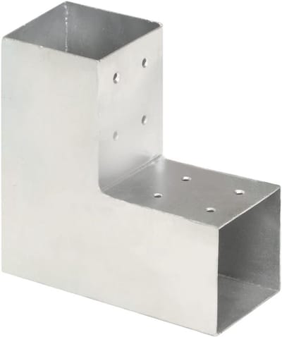Paalhoeken - Verbindingsstukken Balken - Tuinconstructies Bouwen - L-vormig Verzinkt Metaal - 81 x 81 mm - Zilver
