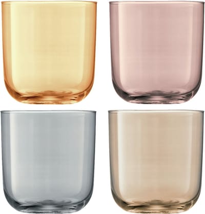 L.S.A. - Polka Tumbler 420ml Mother of Pearl Set van 4 Stuks - Glas - Transparant