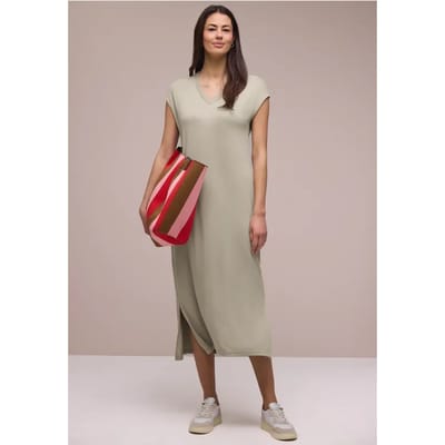 Midi-jurk met V-hals in een gebreide look