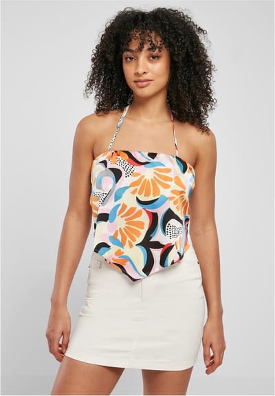 Urban Classics Ladies Cropped Aop Satin Triangle Top Magicmangoabstract Taglia: M | Canottiere Outlet | Donna