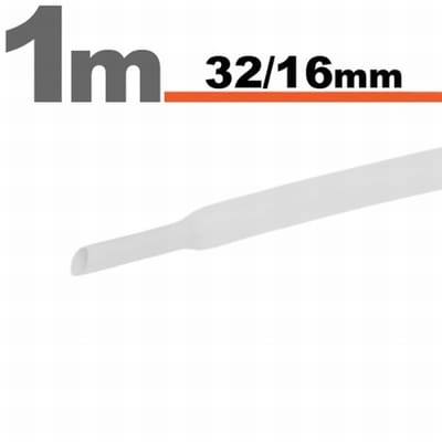 3× 1 Meter Krimpkous Wit 32 / 16 mm – 3 Stukken Van 1 Meter – Warmtekrimpbuis Voor Isolatie En Bescherming – Geschikt Voor Kabelbundels, Elektrische En Industriële Toepassingen [11028W]