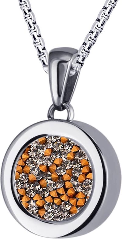 Quiges 12mm Mini Munt Hanger Zilverkleurig RVS Glans met Zirkonia Transparant Munt en met Anker Ketting 42-46cm