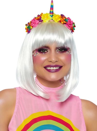Hoofdband eenhoorn regenboog met bloemen vrouw Leg Avenue