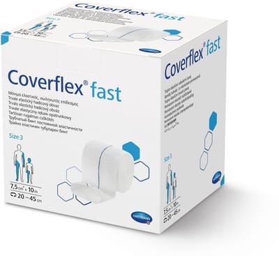 Hartmann coverflex fast buisverband 7,5 cm x 10 meter maat 3 blauw