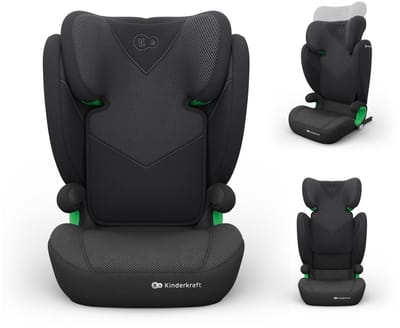 Kinderkraft JUNIOR FIX 2 PLUS Autostoeltje - 100-150 cm ISOFIX bevestiging Verstelbare hoofdsteun AIR FLOW bekleding - Zwart