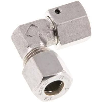 M16x1.5 x 10L RVS Verstelbaar L-Knelfitting 90 graden met Afdichtconus en O-ring 315 Bar DIN 2353 - FL2E-NO-STFP-16-10-LO