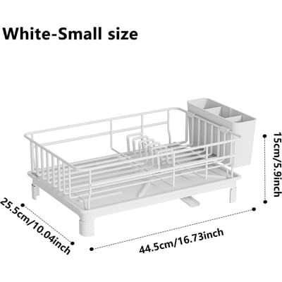 1 stuks Afdruiprek Keuken aanrecht opbergruimte voor servies met Automatisch drogen Zwart Wit S&1-tier white