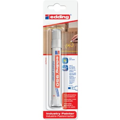 Viltstift edding 950 pastamarker industry rond 10mm wit blister à 1 stuk