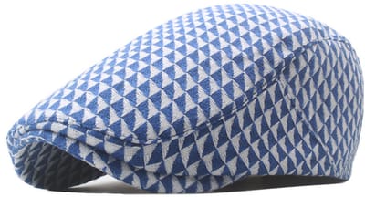 Winkrs - Flatcap Blauw/wit - Geometrisch design - Platte pet - Verstelbaar - Beschermt tegen de zon, golfpet
